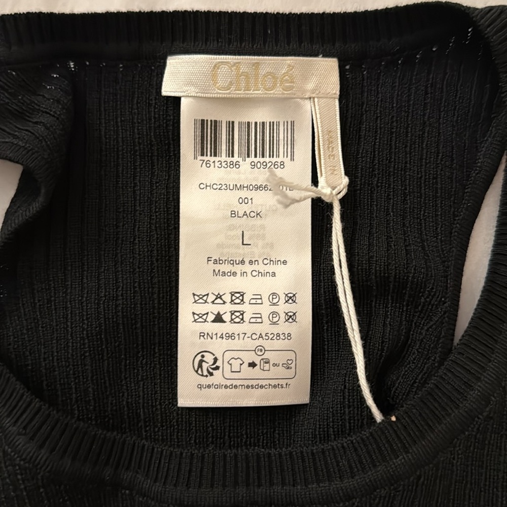 CHLOÉ Cropped Cutout Ribbed Wool Tank Size Large (US Size 8) Retail $605 - Picture 5 of 5